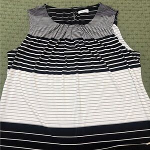 Calvin Klein Black and White Striped Sleeveless Tank